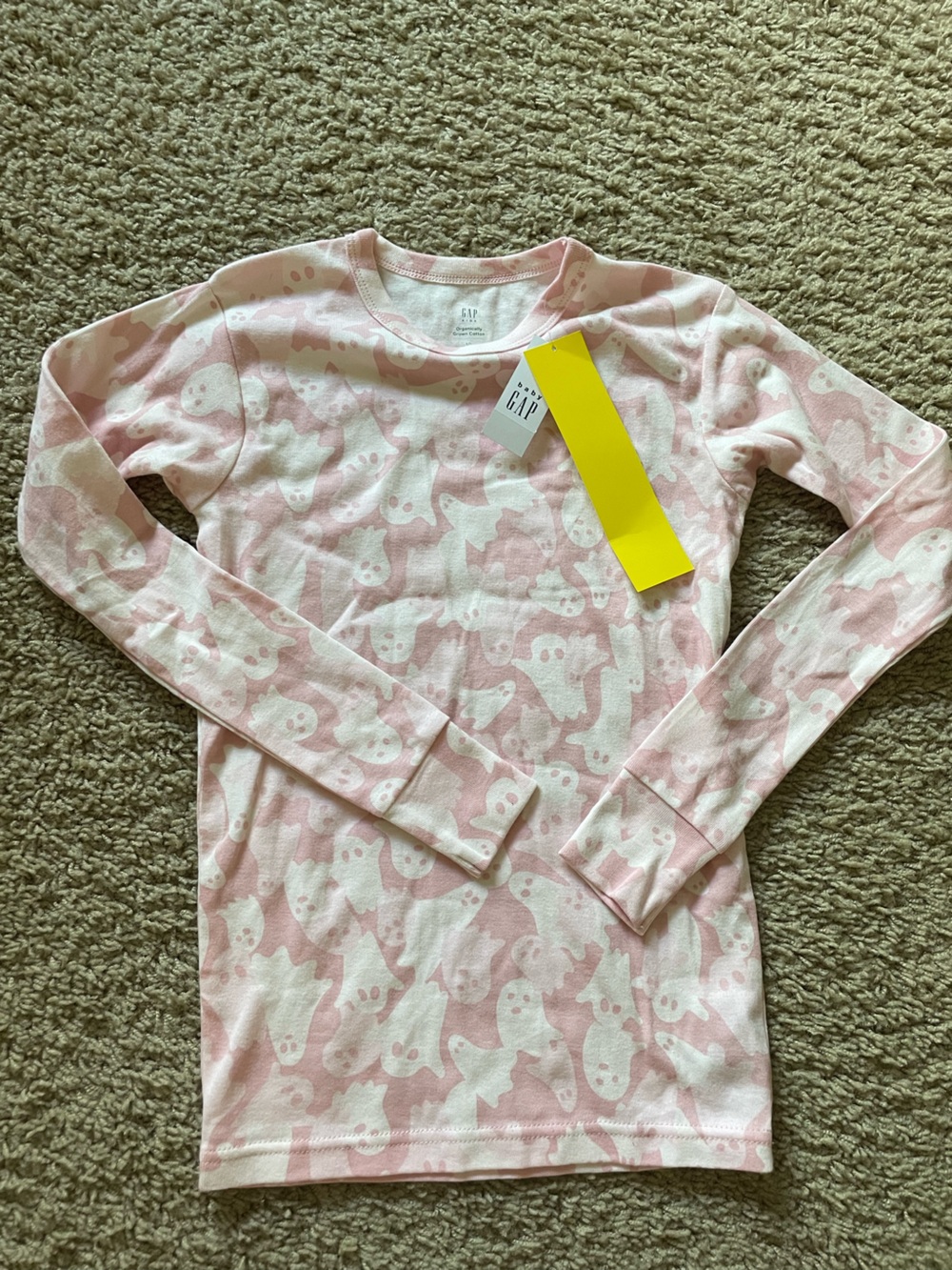GAP Pink and White Ghost Print Long-Sleeve Pajama Set